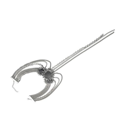 AOOOWER Modische Halskette mit Sonnenblumen-Anhänger aus robuster Legierung mit Strass-Details und mehrlagigem Ketten-Design, Metall von AOOOWER