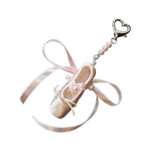 AOOOWER Modischer Ballettschuh-Schlüsselanhänger mit Perlenband-Designs, schönes und stilvolles Accessoire, tragbar von AOOOWER