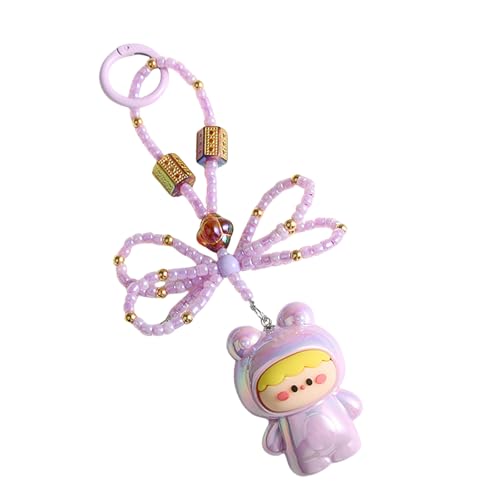 AOOOWER Modischer Bowknoy-Schlüsselanhänger, stabiler Schlüsselhalter, modisches Accessoire für Damentaschen und Geldbörsen, 15 cm, Harz + Reisperlen, Kein Edelstein von AOOOWER