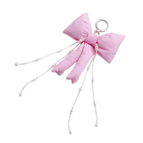 AOOOWER Modischer Bowknoy-Schlüsselanhänger, stabiler Schlüsselhalter, modisches Accessoire für Damentaschen und Geldbörsen, 23 cm, Baumwollfüllung + Perlen, Kein Edelstein von AOOOWER