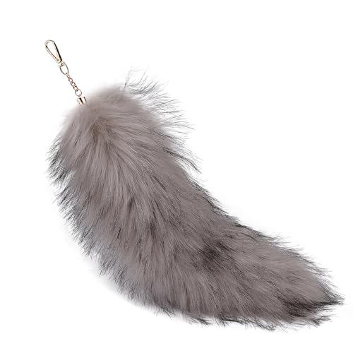 AOOOWER Modischer Fuchsschwanz-Schlüsselanhänger, stilvoller Schlüsselanhänger, Mehrzweck, bunt, Taschenanhänger, Zubehör für Damen, 40 cm, Umweltfreundliche Wolle, Kein Edelstein von AOOOWER
