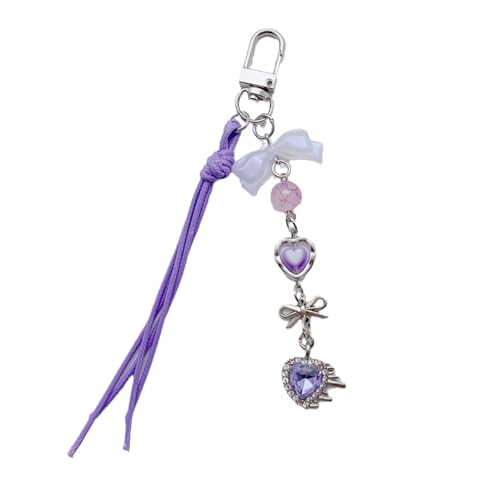 AOOOWER Modischer Perlen-Schlüsselanhänger mit Anhänger, Tasche, Schlüsselanhänger, elegant, Damenmode, 14 cm, Perlen + Legierung + Quasten, Kein Edelstein von AOOOWER