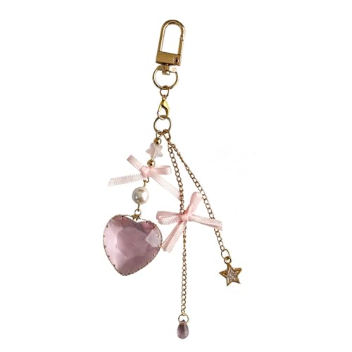 AOOOWER Modischer Schlüsselanhänger mit Schleife und herzförmigem Schlüsselring; Accessoire mit zarter Schleife und Herz, SizeApprox.11cm/4.33inches, Metalllegierung, Kein Edelstein AOOOWER Modischer Schlüsselanhänger mit Schleife und herzförmigem Schlüsselring; Accessoire mit zarter Schleife und Herz, SizeApprox.11cm/4.33inches, Metalllegierung, Kein Edelstein von AOOOWER