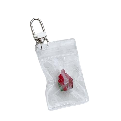 AOOOWER Modischer transparenter Obstbeutelanhänger, verspielter transparenter Obstbeutelanhänger, eleganter Schlüsselanhänger, 10 cm, Harz, Kein Edelstein von AOOOWER