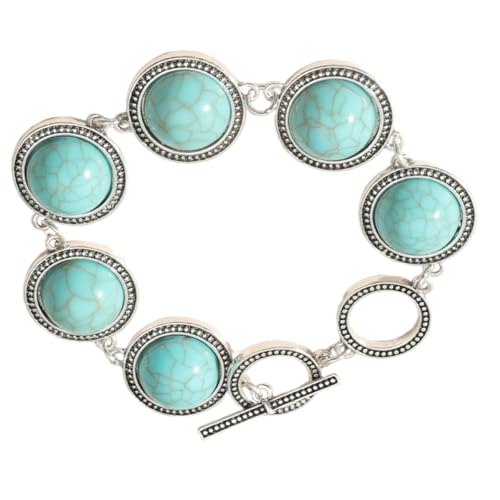 AOOOWER Modisches Vintage-Armband mit runden Steinen, für Damen, mit stabilen Perlen und verstellbar, Size 20.5cm/8.07inch, Metall, Kein edelstein AOOOWER Modisches Vintage-Armband mit runden Steinen, für Damen, mit stabilen Perlen und verstellbar, Size 20.5cm/8.07inch, Metall, Kein edelstein von AOOOWER