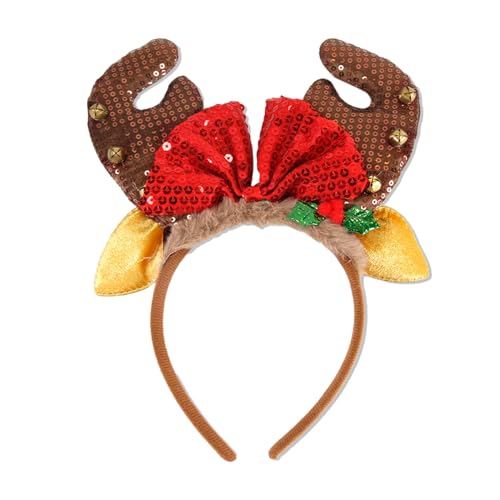 AOOOWER Niedliches Weihnachtsgeschenk, Stirnband mit Lametta-Haarreifen, festlicher Party-Kopfschmuck, Party-Kopfschmuck, Weihnachtsgeweih, Haarbänder von AOOOWER