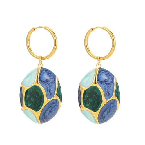 AOOOWER Ovale Ohrhänger aus Edelstahl mit allergiebeständigem Design für Mode, 5.2cm, Edelstahl, Kein Edelstein AOOOWER Ovale Ohrhänger aus Edelstahl mit allergiebeständigem Design für Mode, 5.2cm, Edelstahl, Kein Edelstein von AOOOWER