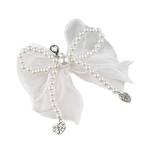 AOOOWER Perlen-Schuhanhänger zum Anklippen mit Schleife, Schuhschnalle mit Perlenkette für Damen, Mädchen, Turnschuhe, Size Approx. 8x8cm/3.15x3.15in, Kunstperlen, Kein Edelstein von AOOOWER