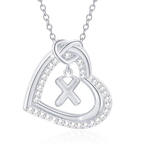 AOOOWER Personalisierbare Halskette mit Initialen-Herz-Anhänger mit funkelnden Zirkonia, für modische Frauen und Paare, lässig, 2cm, Metall, Kein Edelstein AOOOWER Personalisierbare Halskette mit Initialen-Herz-Anhänger mit funkelnden Zirkonia, für modische Frauen und Paare, lässig, 2cm, Metall, Kein Edelstein von AOOOWER