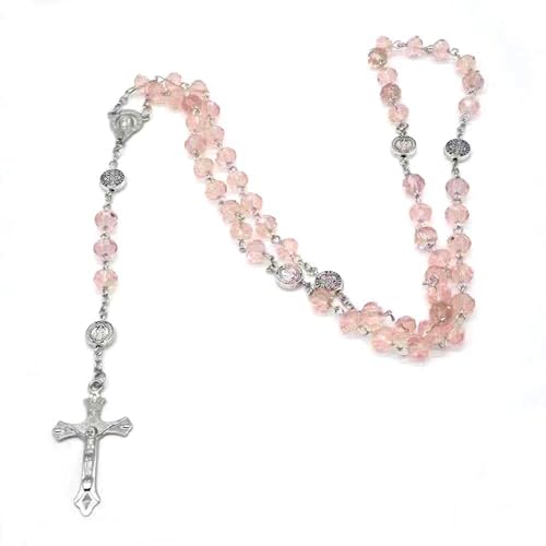AOOOWER Rosenkranz-Halskette mit Kristallperlen, katholischer religiöser Anhänger, Gebetskette, lange Kette für Damen und Herren, As show, Kunstperlen und Legierung AOOOWER Rosenkranz-Halskette mit Kristallperlen, katholischer religiöser Anhänger, Gebetskette, lange Kette für Damen und Herren, As show, Kunstperlen und Legierung von AOOOWER