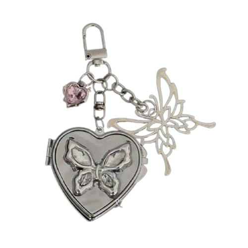 AOOOWER Schlüsselanhänger im Vintage-Stil, Schmetterlings-Herz, leicht, mit Vintage-Appeal für Taschen, Schlüssel, 12 cm, Metall, Kein Edelstein von AOOOWER