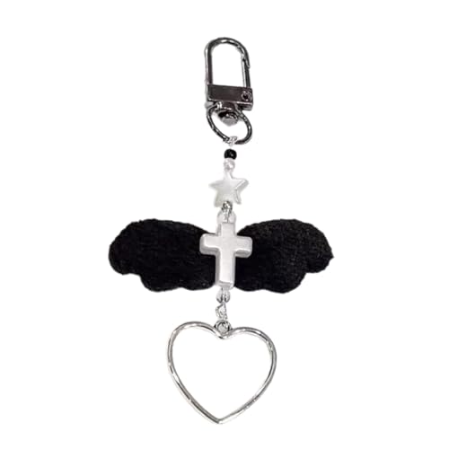 AOOOWER Schlüsselanhänger mit Flügel-Herz-Bär, schöne hängende Dekorationen, Schlüsselanhänger für Geldbörse, Tasche, Rucksack, 8 cm, Acryllegierung, Kein Edelstein von AOOOWER