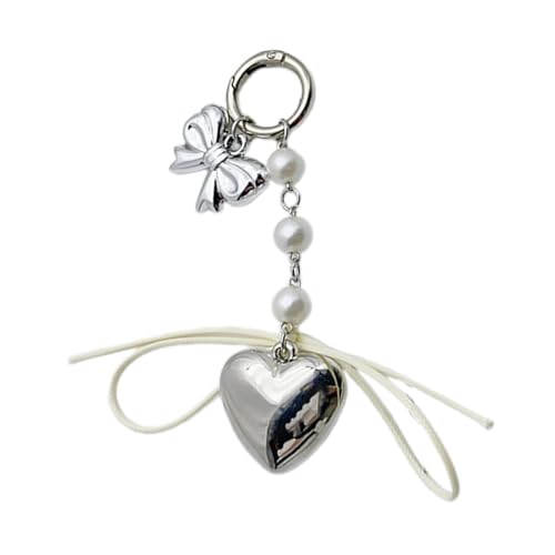 AOOOWER Schlüsselanhänger mit Herzmotiv, stilvoller Taschenanhänger, Legierung, modisches Accessoire für Damen, 10.9cm, Metalllegierung, Kein Edelstein von AOOOWER