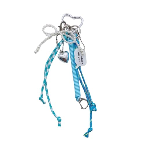 AOOOWER Schlüsselanhänger mit Schleife, Herzanhänger, Handy-Charm, abnehmbares Handy-Schlüsselband, Schmetterling, stilvoller Schmuck für Geldbörse von AOOOWER