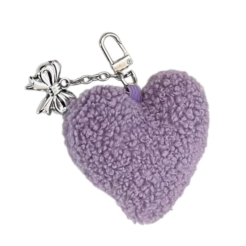AOOOWER Schlüsselanhänger mit Schleife, Plüschherz, schöne Plüsch-Hängedekoration, Schlüsselanhänger für Geldbörse, Tasche, Rucksack von AOOOWER