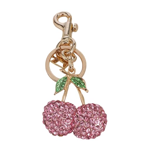 AOOOWER Schlüsselanhänger mit Strasssteinen, Kirschen, einfacher Anhänger, Auto-Schlüsselanhänger, Rucksack-Dekoration, Modeschmuck für Damen, 5.85x3.9in, Kristalllegierung, Kein Edelstein von AOOOWER