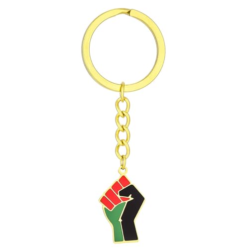 AOOOWER Schlüsselanhänger mit afrikanischer Faust, exquisiter Anhänger, afrikanische Flagge, Stahl, afrikanische Kultur, 3.9x3.12in, Titanstahl, Kein Edelstein AOOOWER Schlüsselanhänger mit afrikanischer Faust, exquisiter Anhänger, afrikanische Flagge, Stahl, afrikanische Kultur, 3.9x3.12in, Titanstahl, Kein Edelstein von AOOOWER