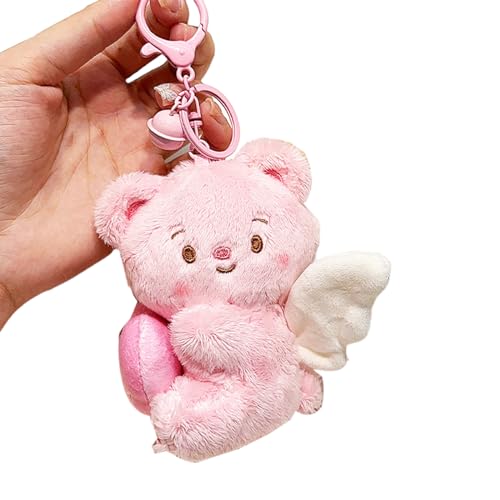 AOOOWER Schlüsselanhänger mit erweiterbarem herzförmigem Anhänger, praktischer Bären-Schlüsselanhänger, Zubehör-Anhänger, SizeApprox.10x11cm/3.93x4.33inches, Plüsch, Kein Edelstein von AOOOWER