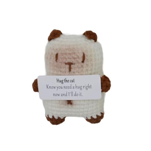 AOOOWER Schlüsselanhänger mit siamesischer Katze, handgefertigt, gestrickt, Katzenanhänger, Ornament, Schlüsselanhänger, Rucksackdekoration, Schmuck, 2.73x3.12in, Baumwollfaden-Legierung, Kein von AOOOWER