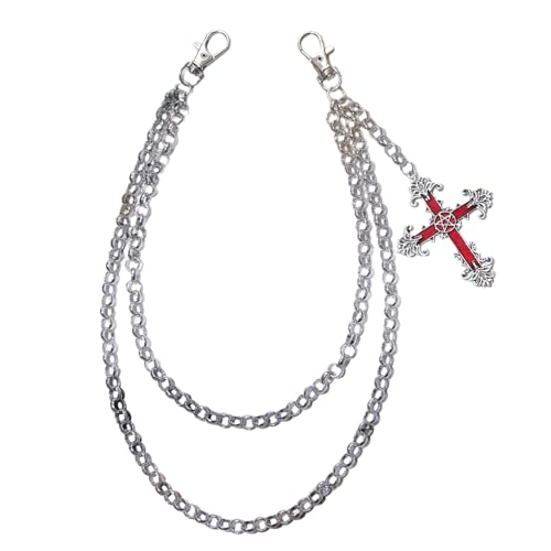 AOOOWER Stilvolle Kreuze Anhänger Kette Trendy Streetwear Hosen Kette Unisex Mode Kette für Streetwear, Dimension42cm/16.53in, Metall, Kein Edelstein von AOOOWER