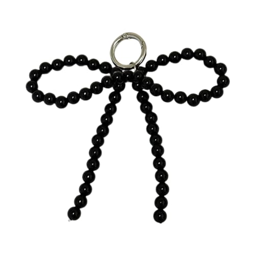 AOOOWER Süßer Perlenanhänger mit Schleife, Schlüsselanhänger, Rucksack, Dekoration, Hängeornament für Frauen, 10x13cm, Kunstperlen, Kein Edelstein von AOOOWER