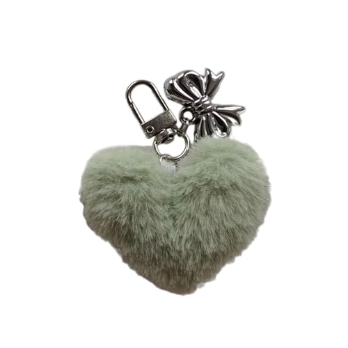AOOOWER Süßer Plüsch-Herz-Schleifenanhänger, schöne hängende Dekorationen, Schlüsselanhänger für Geldbörse, Tasche, Rucksack, 8 cm, Legierungsplüsch, Kein Edelstein von AOOOWER