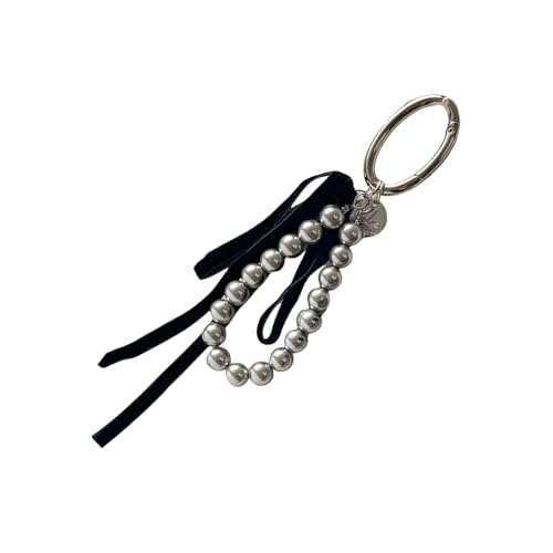 AOOOWER Süßer schöner Schlüsselanhänger mit Schleife, Perlen, Anhänger, Ornament, Schlüsselanhänger, Rucksack-Dekoration für Frauen, 14 cm, Glasimitat-Perlenlegierung, Kein Edelstein von AOOOWER