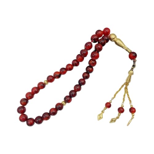 AOOOWER Traditionelles islamisches Tasbih-Gebetsarmband aus schwarzem Glas mit 33 Perlen für Männer und Frauen, Handkette, Andachtsverwendung von AOOOWER