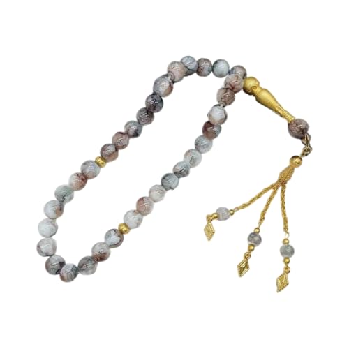 AOOOWER Traditionelles islamisches Tasbih-Gebetsarmband aus schwarzem Glas mit 33 Perlen für Männer und Frauen, Handkette, Andachtsverwendung von AOOOWER