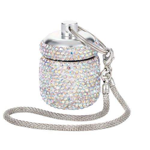 AOOOWER Tragbarer Pilling-Organizer für wöchentliche Pilling, wasserdicht, Aluminiumlegierung mit 7 Fächern, 6.6cm, Aluminiumlegierung und Strass, Kein Edelstein von AOOOWER
