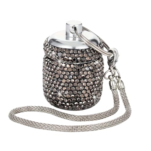 AOOOWER Tragbarer Pilling-Organizer für wöchentliche Pilling, wasserdicht, Aluminiumlegierung mit 7 Fächern, 6.6cm, Aluminiumlegierung und Strass, Kein Edelstein von AOOOWER