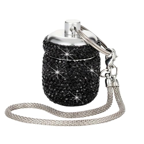 AOOOWER Tragbarer Pilling-Organizer für wöchentliche Pilling, wasserdicht, Aluminiumlegierung mit 7 Fächern, 6.6cm, Aluminiumlegierung und Strass, Kein Edelstein von AOOOWER