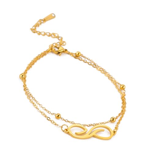 AOOOWER Verstellbares Unendlichkeits-Armband, Fußkettchen für Damen, bequemes Edelstahl-Schicht-Design, tragbarer Schmuck, 215cm 175cm, Edelstahl, Kein Edelstein AOOOWER Verstellbares Unendlichkeits-Armband, Fußkettchen für Damen, bequemes Edelstahl-Schicht-Design, tragbarer Schmuck, 215cm 175cm, Edelstahl, Kein Edelstein von AOOOWER