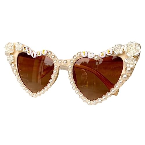 AOOOWER Vintage BrideToBe Sonnenbrille für Damen, Hochzeit, Herzform, Brautparty, Geschenk, Junggesellinnenabschied, modische Brillen, Karneval, Dating Sonnenbrille von AOOOWER