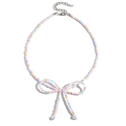 AOOOWER Zarte Schleife, Schlüsselbeinkette, Acrylperlen, Schmetterlings-Schleife, Halsband, Schmuck, Schlüsselbeinkette für Damen und Mädchen AOOOWER Zarte Schleife, Schlüsselbeinkette, Acrylperlen, Schmetterlings-Schleife, Halsband, Schmuck, Schlüsselbeinkette für Damen und Mädchen von AOOOWER