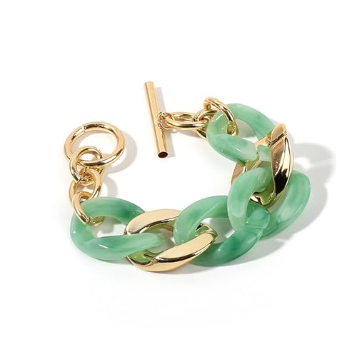 AOOOWER Zweifarbige Handkette, Süßigkeitenfarben, Harz-Armreif, modisches Armband, Schmuck, Muttertag, für Damen, Herbst und Winter, 3.51x2.73in, Harz, Legierung, Kein edelstein AOOOWER Zweifarbige Handkette, Süßigkeitenfarben, Harz-Armreif, modisches Armband, Schmuck, Muttertag, für Damen, Herbst und Winter, 3.51x2.73in, Harz, Legierung, Kein edelstein von AOOOWER