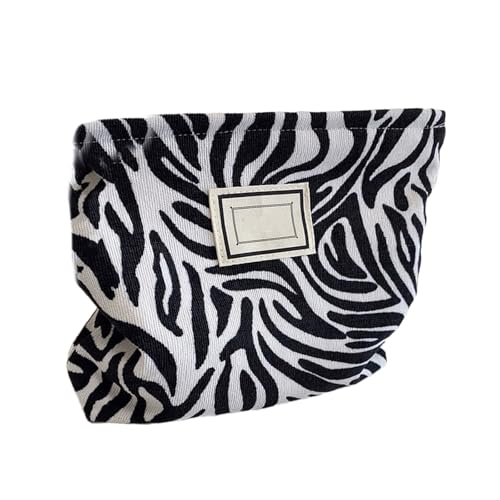 Make-up-Tasche mit Reißverschlüssen, multifunktional, Lippenstifte, Münzbörse, Organizer, stilvolle Kulturbeutel, Hand-Kosmetikhalter, Zebramuster, Einheitsgröße von AOOOWER