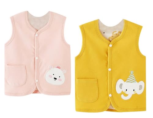 AOOPOO 2 Stück Baby Kleinkind Kinder Doppelseitig Westen Frühling Herbst Baumwoll Dünn Ärmellose Jacke Kinderweste mit Druckknopf mit Cartoon Muster AOOPOO 2 Stück Baby Kleinkind Kinder Doppelseitig Westen Frühling Herbst Baumwoll Dünn Ärmellose Jacke Kinderweste mit Druckknopf mit Cartoon Muster von AOOPOO