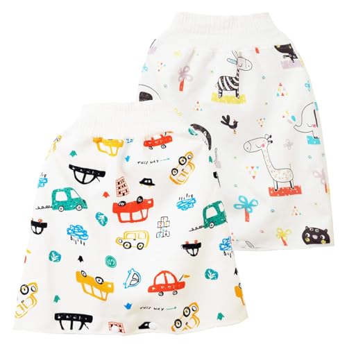 AOOPOO 2 Stück Baby Windelrock Windelhose Töpfchen Trainingshose für Kinder Töpfchentraining Jungen Mädchen Baumwolle wasserdichte Baby Lernhose Trainerhosen Waschbare Kleinkind Töpfchen Hosen von AOOPOO