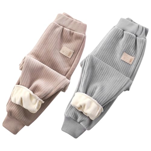 AOOPOO 2 Stück Kinder Thermohose Gefütterte Hose Winterhose Kuschel Jogginghose Thermo Leggings Elastische Taille Sporthose Warme Hosen für Baby Kleinkind Jungen und Mädchen 6 Monate-7 Jahre Alt von AOOPOO