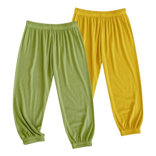 AOOPOO 2er Pack Kinder Mädchen Jungen Modal Baumwolle Sommerhosen Bloomers Gr. 80-98/104/110-128 Baby Leichte Lange Hose Dünn Pumphose Haremshose Jogginghose Lässige Hose von AOOPOO