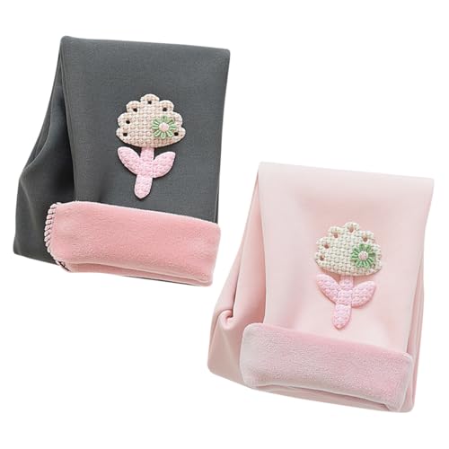 AOOPOO 2er-Pack Mädchen Fleece Thermo Leggings Mädchen Gefüttert Leggings Warme Winter Baumwolle Gr. 86/92/98/104/116/128/134/140 Blumen Muster Kinder Winter Dicke warme Hose Hosen für Kleinkinder von AOOPOO