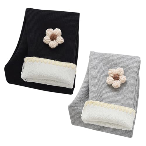 AOOPOO 2er-Pack Mädchen Fleece Thermo Leggings Mädchen Gefüttert Leggings Warme Winter Baumwolle Gr. 86/92/98/104/116/128/134/140 Blumen Muster Kinder Winter Dicke warme Hose Hosen für Kleinkinder von AOOPOO