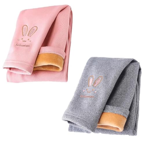 AOOPOO 2er-Pack Mädchen Fleece Thermo Leggings Mädchen Gefüttert Leggings Warme Winter Baumwolle Gr. 86/92/98/104/116/128/134 Stickerei Muster Kinder Winter Dicke warme Hose Hosen für Kleinkinder von AOOPOO