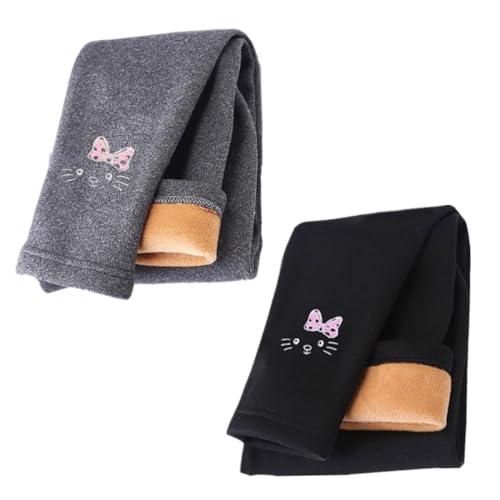 AOOPOO 2er-Pack Mädchen Fleece Thermo Leggings Mädchen Gefüttert Leggings Warme Winter Baumwolle Gr. 86/92/98/104/116/128/134 Stickerei Muster Kinder Winter Dicke warme Hose Hosen für Kleinkinder von AOOPOO