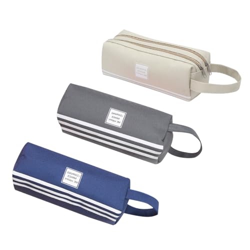 AOOPOO 3 Stück Federmäppchen Mäppchen mit 2 Fächer Federtasche große Kapazität Federmappe Mädchen Junge Teenager Erwachsene Schlamppermäppchen Pencil Case mit Tragegriff für Schule Büro von AOOPOO