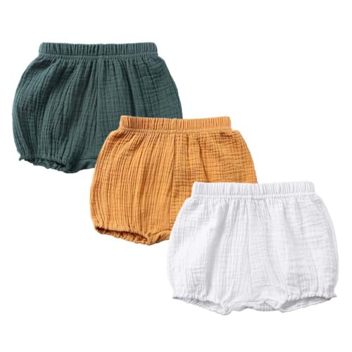AOOPOO 3er Pack Baby Kinder Mädchen Jungen Baumwolle Leinen Unterwäsche Unterhosen Rüsche Hose Bloomer Shorts Baby Höschen Windelabdeckung Windelhöschen Kleinkinder Pumphose 6 Monate-4 Jahre von AOOPOO