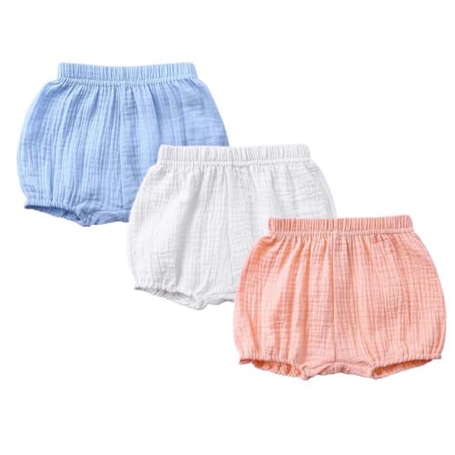 AOOPOO 3er Pack Baby Kinder Mädchen Jungen Baumwolle Leinen Unterwäsche Unterhosen Rüsche Hose Bloomer Shorts Baby Höschen Windelabdeckung Windelhöschen Kleinkinder Pumphose 6 Monate-4 Jahre von AOOPOO