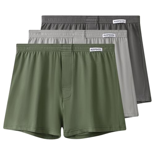 AOOPOO 3er Pack Boxershorts Herren Baumwolle Unterhosen Männer Lockere Weich Atmungsaktiv Boxershort Klassisch Unifarben Herren Unterwäsche Boxershort Größen S-XXL von AOOPOO