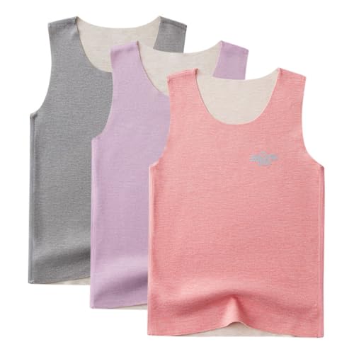 AOOPOO 3er Pack Kinder Mädchen Jungen Thermo Unterhemd Winter Warme Gebürstet Unterwäsche Kleinkind Thermische Ärmellos Tank Top mit Cartoon Bär Muster Kurze Weste Kinder Trägertop 2-10 Jahre von AOOPOO